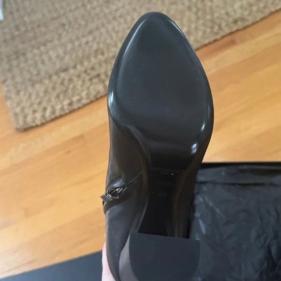 Yves Saint Laurent Joplin 105 Boots Booties Nero Baby Horse Block Heel Black - Picture 6 of 15